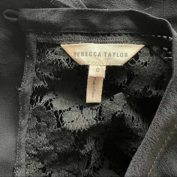 Rebecca Taylor Blouse Black Lace Size 0 - Picture 7 of 9